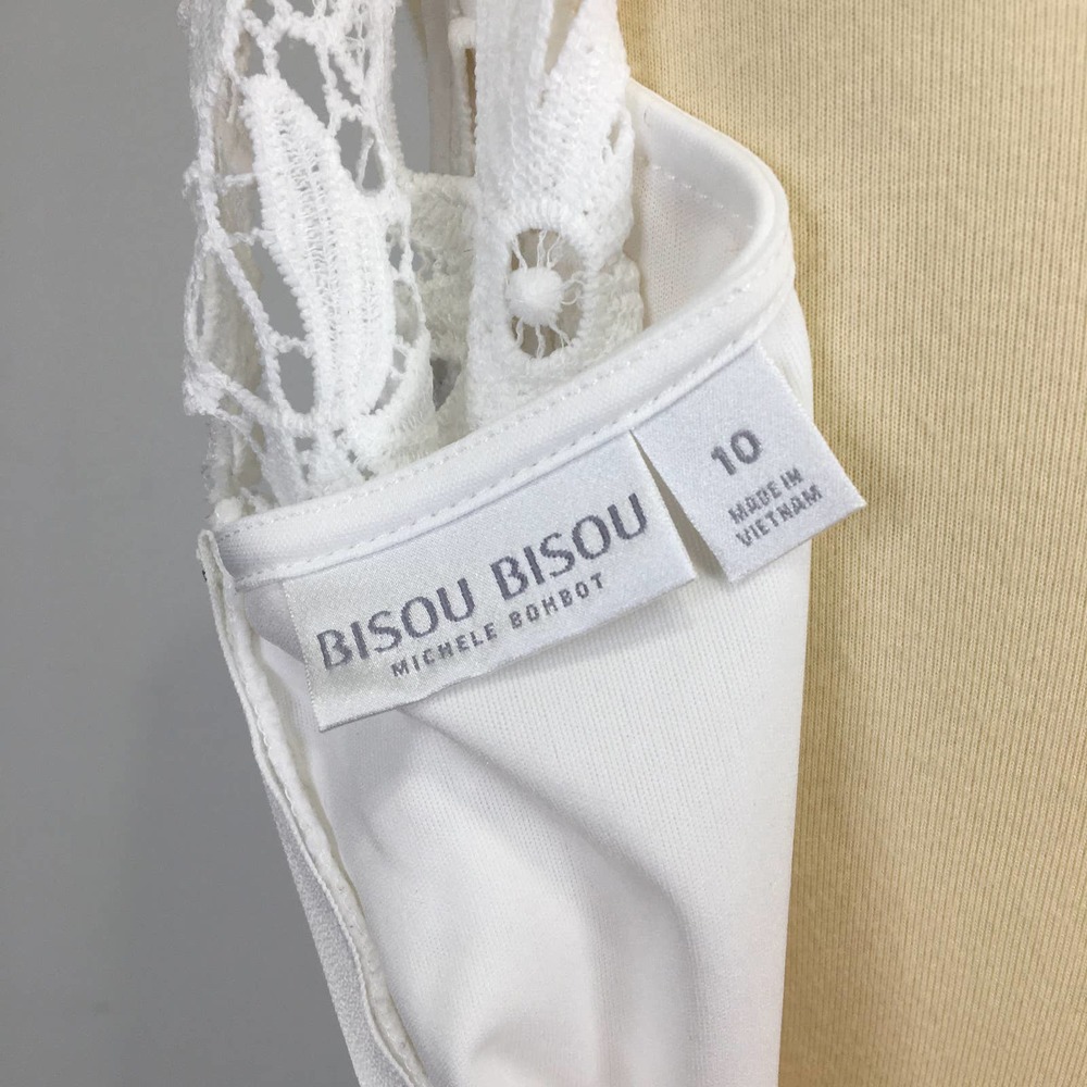 Bison Bisou white lace sleeveless dress by Michelle Bombat Size 10 - Picture 3 of 6